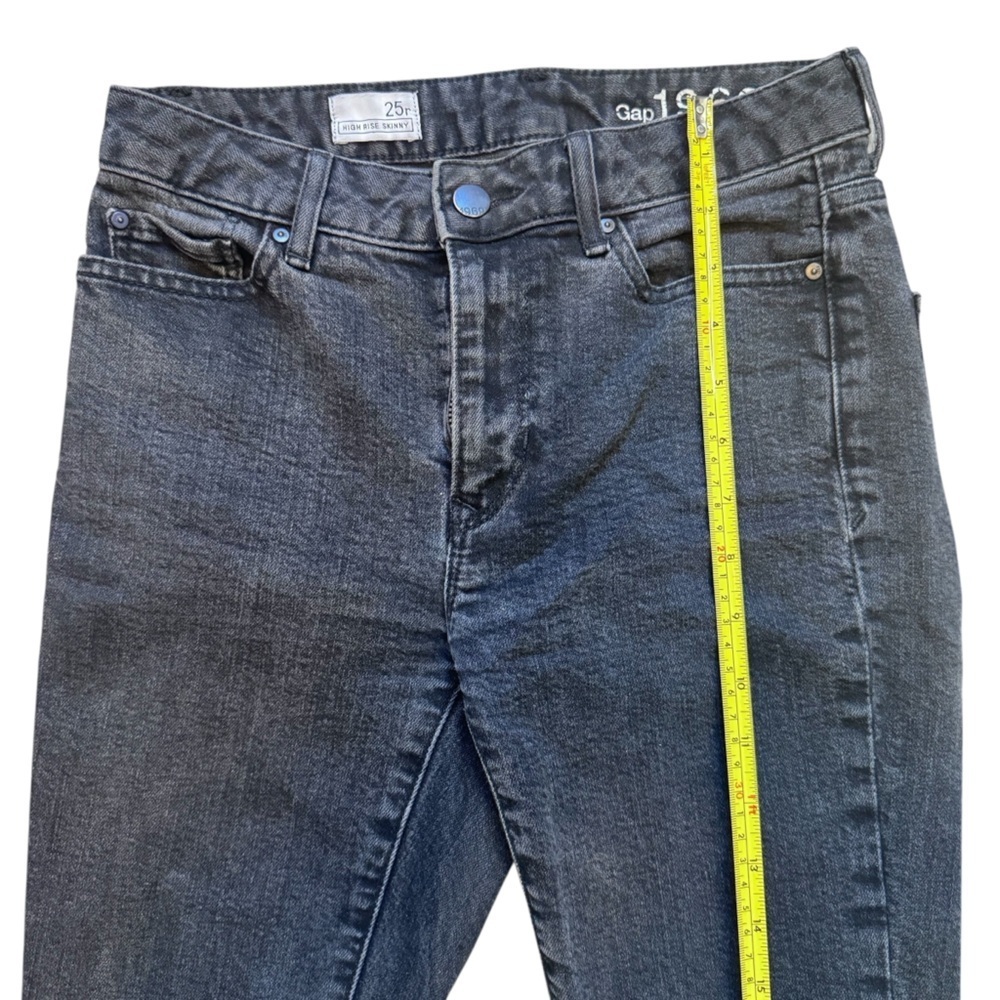 GAP Woman’s High Rise Black Distressed Skinny Straight Leg Jeans 25r - Picture 9 of 14